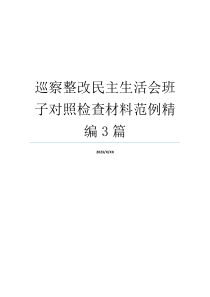 巡察整改民主生活会班子对照检查材料范例精编3篇