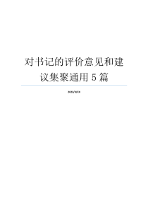 对书记的评价意见和建议集聚通用5篇