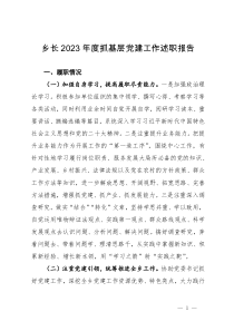 乡党委班子成员2023年抓党建工作述职报告汇编5篇