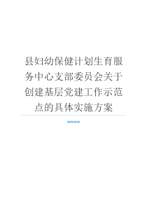 县妇幼保健计划生育服务中心支部委员会关于创建基层党建工作示范点的具体实施方案