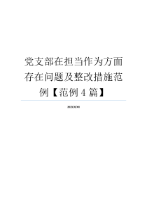 党支部在担当作为方面存在问题及整改措施范例【范例4篇】