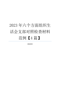 2023年六个方面组织生活会支部对照检查材料范例【4篇】