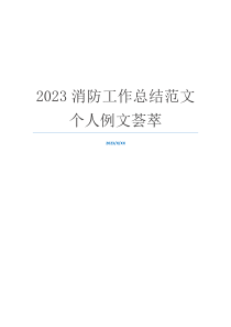 2023消防工作总结范文个人例文荟萃