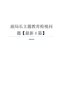 副局长主题教育检视问题【最新4篇】