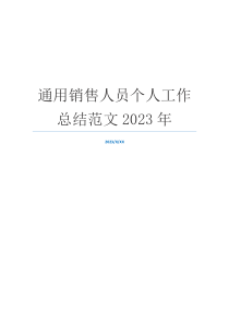 通用销售人员个人工作总结范文2023年