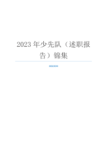 2023年少先队（述职报告）锦集