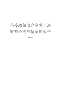 县委政策研究室关于巡察整改进展情况的报告