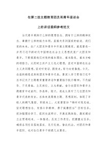 在第二批主题教育团员和青年座谈会上的讲话提纲参考范文