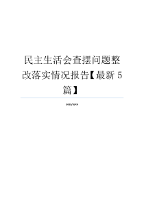 民主生活会查摆问题整改落实情况报告【最新5篇】