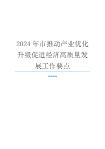 2024年市推动产业优化升级促进经济高质量发展工作要点