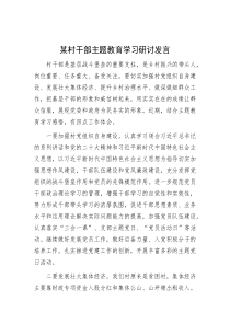 某村干部主题教育学习研讨发言