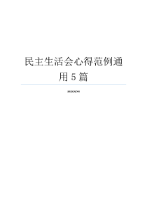 民主生活会心得范例通用5篇