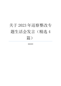 关于2023年巡察整改专题生活会发言（精选4篇）