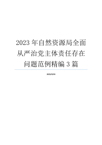 2023年自然资源局全面从严治党主体责任存在问题范例精编3篇