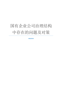 国有企业公司治理结构中存在的问题及对策