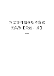 党支部对预备期考察意见集聚【最新5篇】