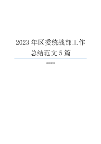 2023年区委统战部工作总结范文5篇