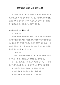 青年教师培养方案精选8篇