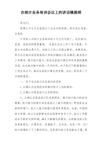 在统计业务培训会议上的讲话稿提纲