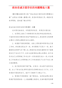 政治忠诚方面存在的问题精选5篇