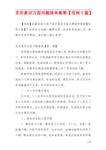 党员意识方面问题清单集聚【范例5篇】