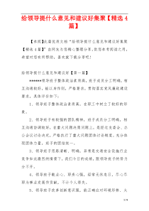 给领导提什么意见和建议好集聚【精选4篇】