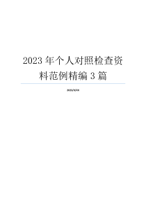 2023年个人对照检查资料范例精编3篇