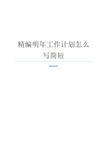 精编明年工作计划怎么写简短