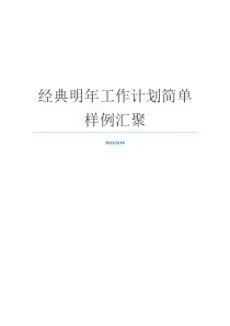 经典明年工作计划简单样例汇聚