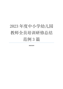 2023年度中小学幼儿园教师全员培训研修总结范例3篇