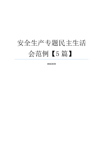 安全生产专题民主生活会范例【5篇】