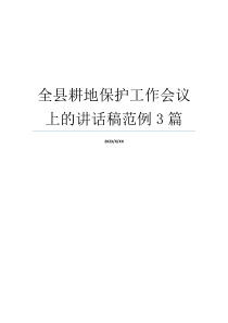 全县耕地保护工作会议上的讲话稿范例3篇