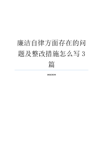 廉洁自律方面存在的问题及整改措施怎么写3篇