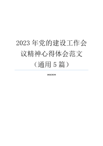 2023年党的建设工作会议精神心得体会范文（通用5篇）