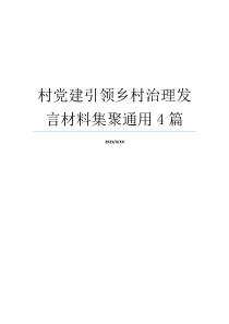 村党建引领乡村治理发言材料集聚通用4篇