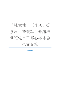 “强党性、正作风、提素质、铸铁军”专题培训班党员干部心得体会范文5篇