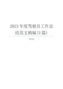 2023年度驾驶员工作总结范文精编(3篇)