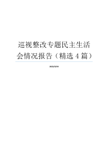 巡视整改专题民主生活会情况报告（精选4篇）