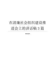 在清廉社会组织建设推进会上的讲话稿3篇