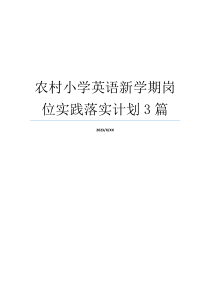 农村小学英语新学期岗位实践落实计划3篇