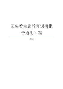 回头看主题教育调研报告通用4篇