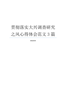 贯彻落实大兴调查研究之风心得体会范文3篇