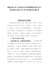 街道2023年工作总结与市应急管理局2023年工作总结和2024年工作计划安排【2篇文】