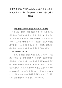 市商务局2023年工作总结和2024年工作计划与区民政局2023年工作总结和2024年工作打算【