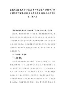 县重点项目服务中心2023年工作总结及2024年工作计划与区卫健局2023年工作总结及2024年