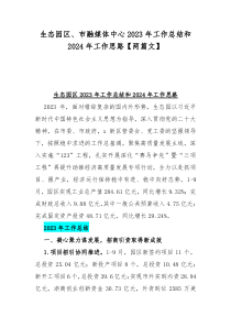 生态园区、市融媒体中心2023年工作总结和2024年工作思路【两篇文】