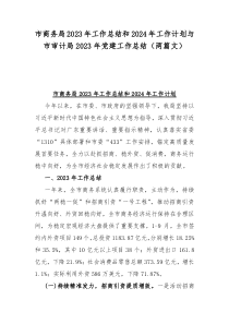 市商务局2023年工作总结和2024年工作计划与市审计局2023年党建工作总结（两篇文）