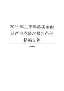 2023年上半年落实全面从严治党情况报告范例精编5篇