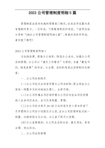 2023公司管理制度明细5篇