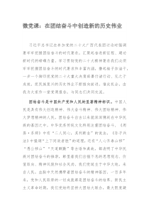 微党课：在团结奋斗中创造新的历史伟业